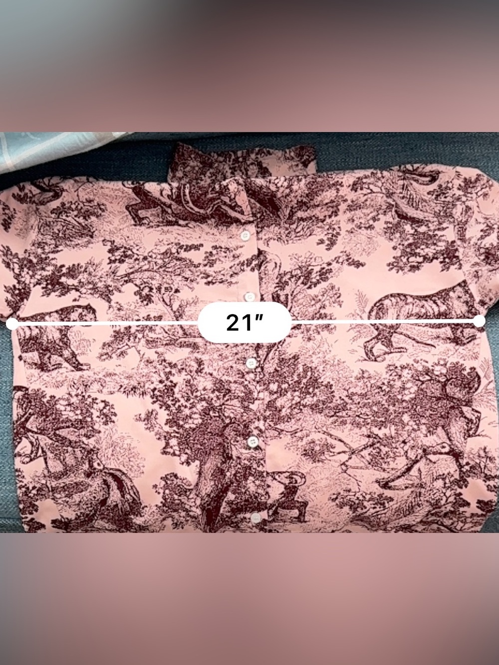 Women's Pink Toile Wide-Leg Jumpsuit - Picture 12 of 13